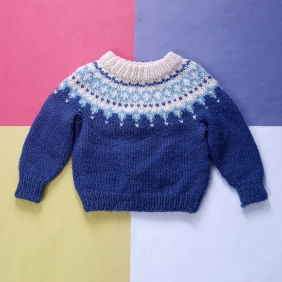 Vintage Handmade Winter Pattern Sweater Jacket - Picture 1 of 7